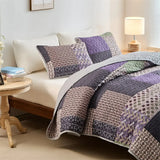 Florenza 3-Piece Floral Patchwork Quilt Set - Lightweight Microfiber Bedspread with Pillow Shams