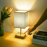 Touch Table Lamp - 3-Level Dimmable Light with Flaxen Fabric Shade