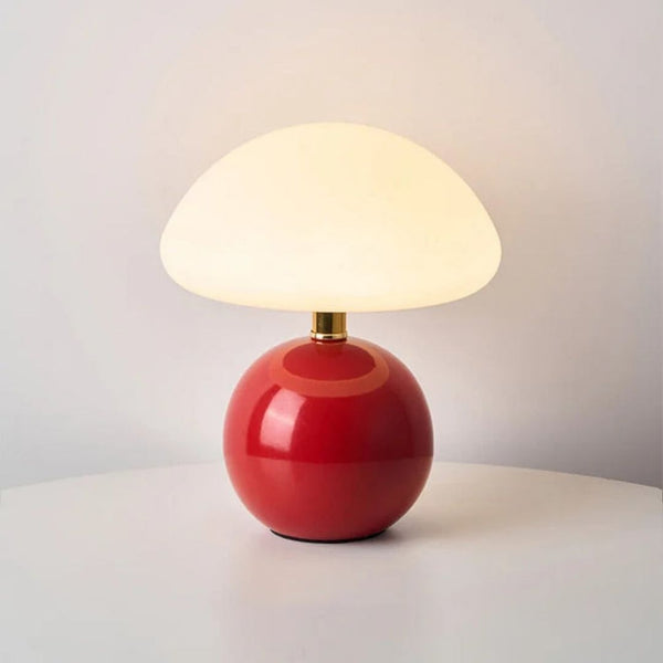 Pomelo Cream Ceramic Table Lamp - Bauhaus-Inspired Mushroom Light