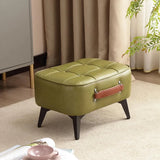 Minimalist Faux Leather Footstool Ottoman - Compact Pouffe Stool and Shoe Bench