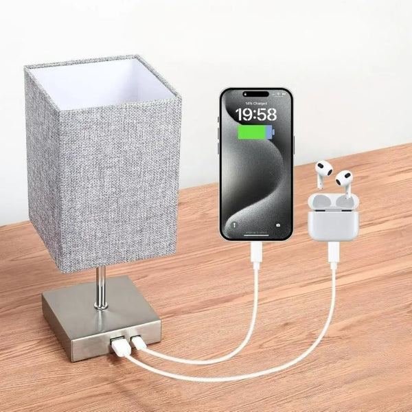 Touch Table Lamp - 3-Level Dimmable Light with Flaxen Fabric Shade