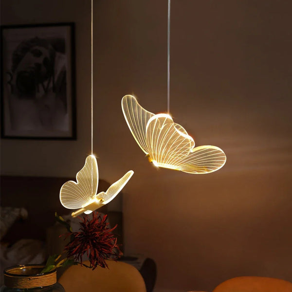 LED Butterfly Pendant Light for Modern Living or Dining Rooms