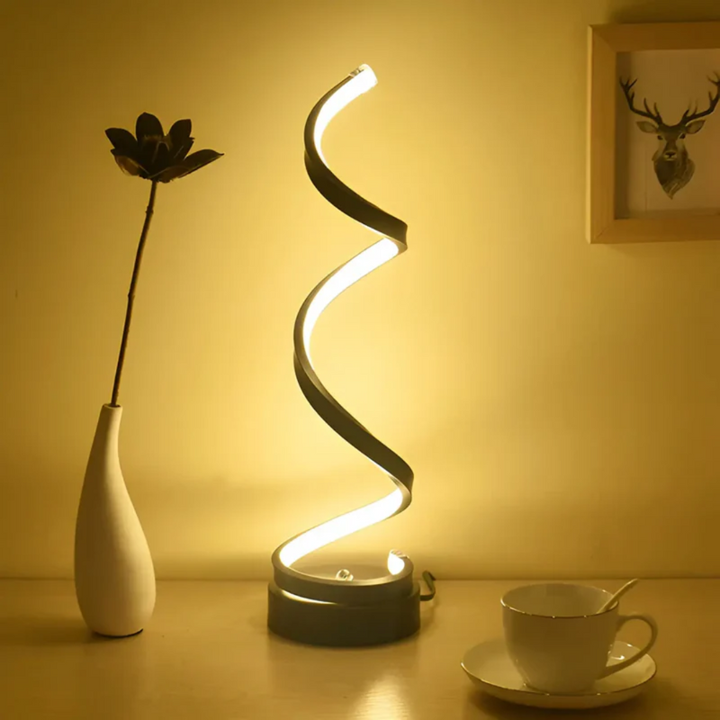 Modern Spiral LED Table Lamp - Dimmable Ambient Lighting