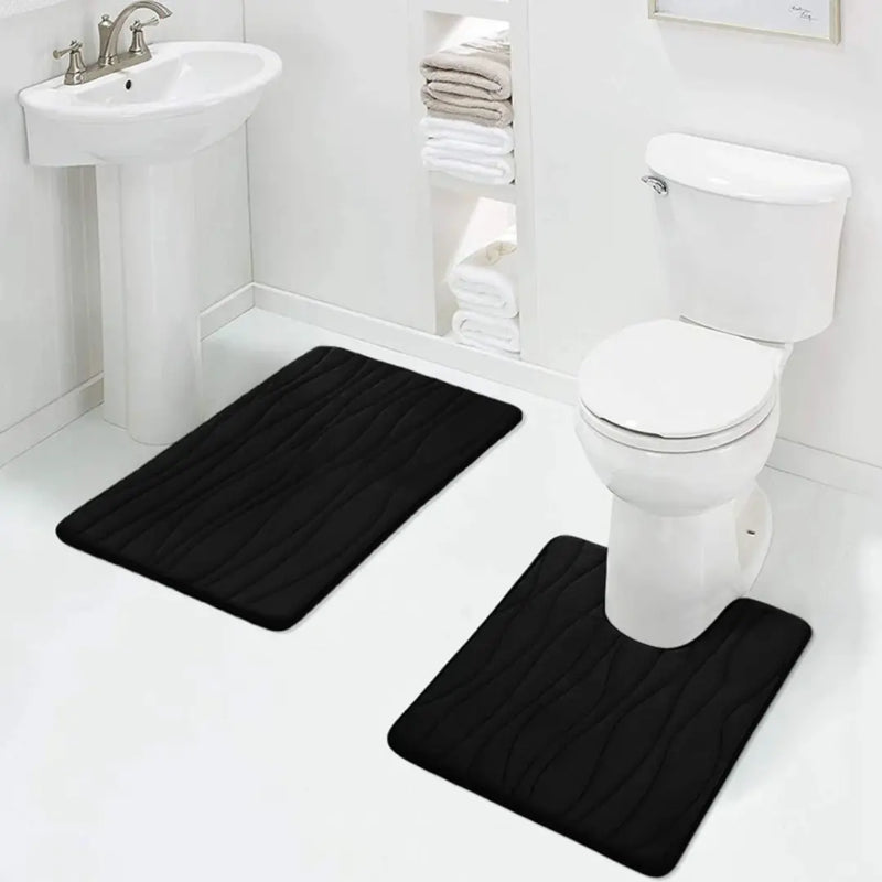2PCs Bathroom Mat Set - Non Slip & Ultra Absorbent Memory Foam Mats
